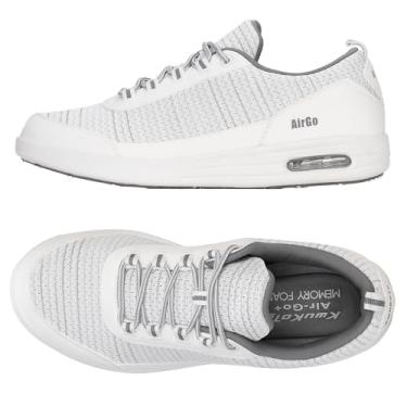 Imagem de Tênis masculino de ajuste largo e suporte ortopédico | Tênis de corrida e caminhada acolchoado com espuma viscoelástica leve | Confortável para uso diário, Branco, 8.5 Wide