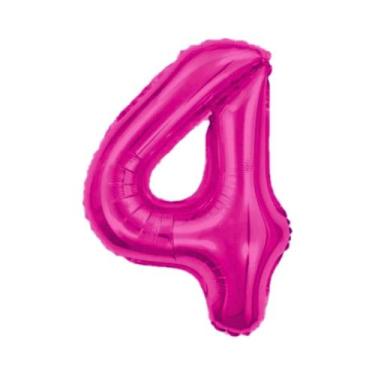 Imagem de Balão De Número Grande Rosa Pink Metalizado 40cm - PartiuFesta, 4