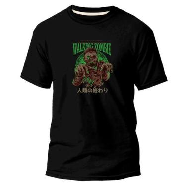 Imagem de Camiseta Unissex Estampa Digital Zumbi Algodão Premium - Pavesi, Preto