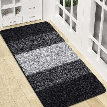 Imagem de Kitinjoy Tapete de porta para ambientes internos e externos, 128 x 43 cm, antiderrapante, absorvente de sujeira, baixo perfil, lavável na entrada interna, capachos de entrada macios e resistentes para
