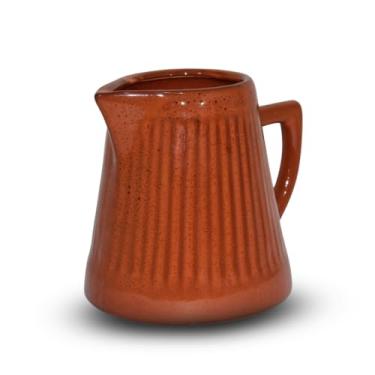 Imagem de Jarra-Leiteira de Cerâmica Frisada 1.2L – Louças Decorativas Vintage, Ideal para Cafeterias, Padarias, Confeitarias, Casa e Chá (Terracota)