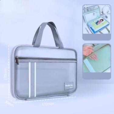 Imagem de Bolsa de documentos transparente com alça, pasta de malha resistente para provas, arquivos e materiais, organização portátil para escritório e estudo, fácil de transportar e visualizar (cinze)