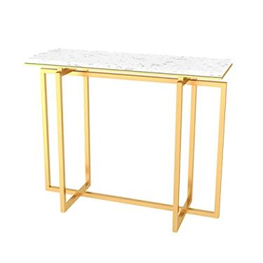 Imagem de Mesa de console de mármore, mesa simples de sofá de sala de estar, mesa de armazenamento de varanda, suporte de flores para quarto, conjunto de mobiliário doméstico (cor: A) (C)