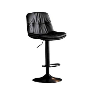 Imagem de Banqueta de cozinha, cadeira giratória, elevadora, leve, banco alto de luxo, encosto alto, multifuncional, mesa de ilha, cadeira de jantar, cadeiras de bar (preto)
