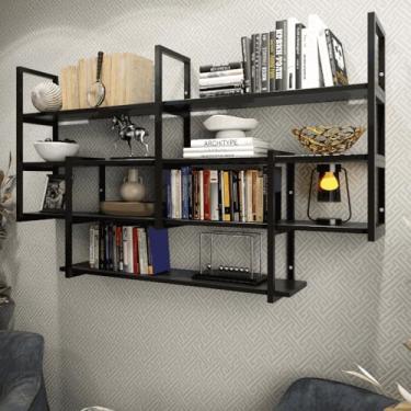 Imagem de Prateleira Industrial Suspensa Decorativa Organizadora 120cm(Preta)