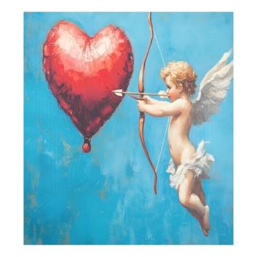 Imagem de Qilmy Capa magnética Love Cupid para máquina de lavar louça, 58 x 66 cm, capa decorativa para geladeira para porta da frente, adesivo, máquina de lavar, painel de geladeira, decalque para utensílios