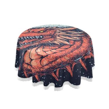 Imagem de Qilmy Toalha de mesa redonda de palmeira de treliça verde, 152 cm, resistente à água, à prova de derramamento, capa de mesa grande para jantar de reunião de família em ambientes internos e externos