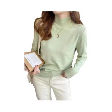 Imagem de Suéter Feminino De Gola Alta Para Outono Inverno, Manga Longa, Macio E
