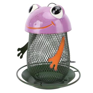 Imagem de Generic Alimentador de Pássaros Suspenso para Sapo de Arte Em Ferro Com Luz Solar para Varanda de Pátio Externo, Alimentador de Pássaros Decorativo à Prova de Ferrugem para Atrair, Material de