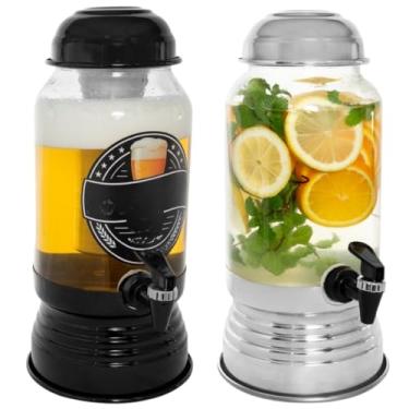 Imagem de Kit Chopeira de Vidro Com Dispenser e Suqueira Grande Com Torneira Tampa Jarra Bebidas Suco Torre Chopp Bar Beer Churras(1 Chopeira Preta + 1 Suqueira)