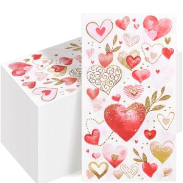 Imagem de WorldBazaar 100 guardanapos de papel para dia dos namorados aquarela coração toalha de papel descartável guardanapos decorativos para jantar sobremesa casamento aniversário festa suprimentos