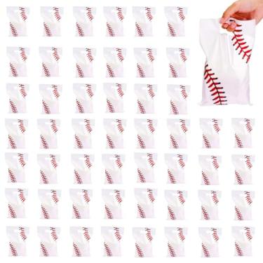Imagem de 50 peças de sacos de presente de beisebol, lembrancinhas de festa com tema de beisebol, estilo esportivo para doces, guloseimas de equipe, lanches, presentes perfeitos para aniversário, suprimentos de