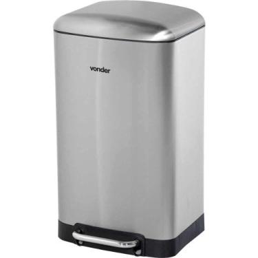 Imagem de Lixeira Retangular, 30 Litros, Inox, Cinza, Vonder OstenVonder