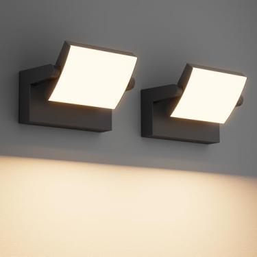 Imagem de Coinmit Luzes de parede externas de 40 W, holofotes de alumínio à prova d'água IP65, luz ajustável para montagem na parede, LED 3000K, luminárias externas para varanda de garagem, pacote com 2, preto