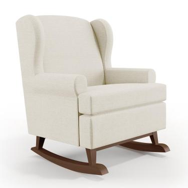 Imagem de Poltrona De Amamentação Com Balanço Malu Base De Madeira P02 Linho Champagne - Lyam Decor