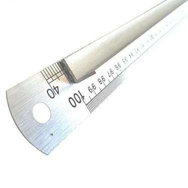 Imagem de Régua de Metal de 1 Metro 100cm Aço Inoxidável com Proteção para Dedos - Durabilidade e Segurança para Papelaria, Patchwork e Projetos Domésticos