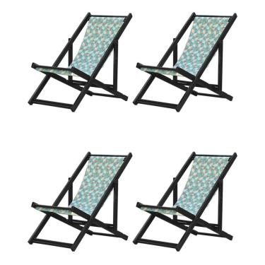 Imagem de Kit 4 Espreguiçadeiras Dobrável Black Sb-triang Azul