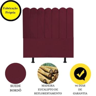 Imagem de Cabeceira Nuvem Cama Box Solteiro 90 Cm Alanis Suede Bordô