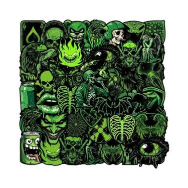 Imagem de Adesivos De Grafite De Caveira Verde Gótica De Terror 10 30 50 Peças À