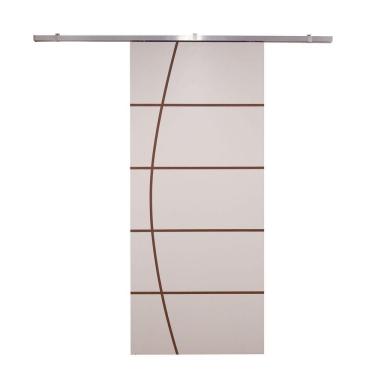 Imagem de Porta De Correr Branco Prime Frisada Kit Alumínio F01 - 210x110