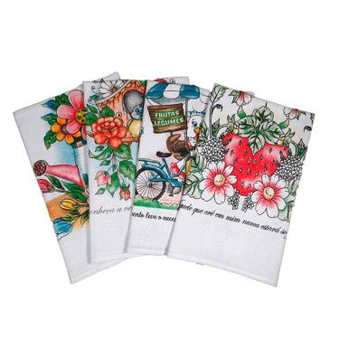 Imagem de Pano De Prato Lomaer Sacaria 50 X 70cm Estampado 03 Unidades