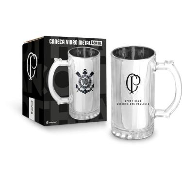 Imagem de Caneca De Vidro Metalica Do Corinthians 480Ml-Unissex