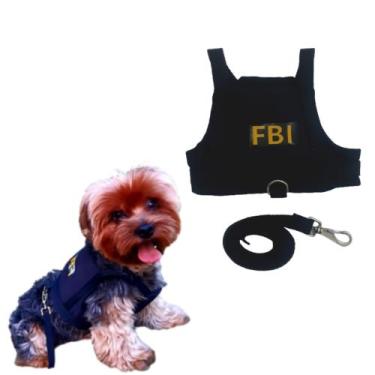 Imagem de Coleira Peitoral com Guia para Cachorro Preta FBI - Duda Vest, P