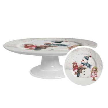 Imagem de Boleira Sweet Christmas Natal Alleanza Cerâmica Branca 34cm