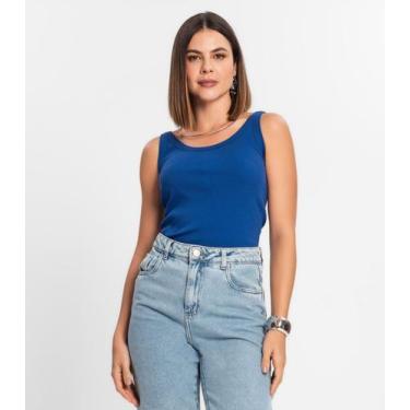 Imagem de Regata Feminina Em Ribana Rovitex Azul, G, Azul