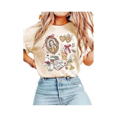 Imagem de Camiseta Feminina De Algodão Com Estampa Disney a Bela E a Fera, Casua