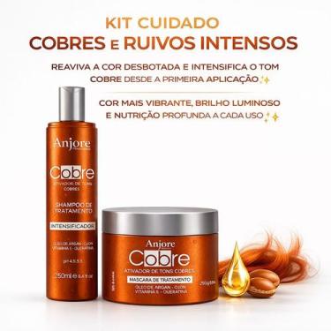 Imagem de Kit Cobre Matizador Shampoo E Máscara 250gr Anjore Intensificador De C