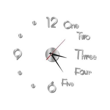 Imagem de Relógio de parede, espelho acrílico, decoração de casa, 50x50cm - J-On