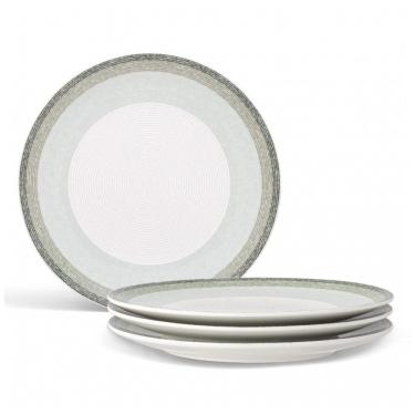 Imagem de Conjunto de Pratos para Salada e Sobremesa com 4 Peças, Formato Redondo e Material de Porcelana, Noritake G037-405D, Branco e Verde