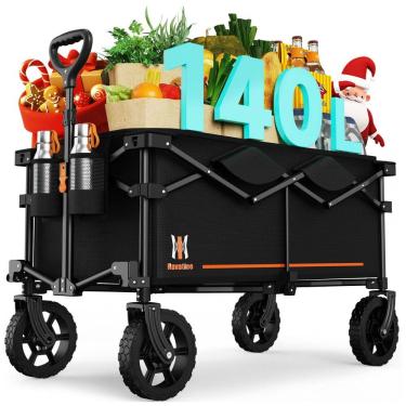 Imagem de Carrinho Dobrável para Camping e Jardim, Capacidade 100kg com Porta Bebidas, Navatiee, Preto