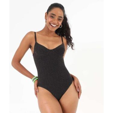 Imagem de Body Feminino Brilho Lurex Com Aro e Sem Bojo Marisa P-55059, 40, Pret