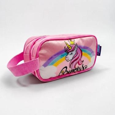 Imagem de Estojo Infantil Escolar Duplo Reforçado Premium Menina Feminino Unicór