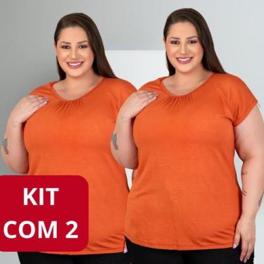 Imagem de Kit 2 Blusas Femininas Blusinha Camiseta Camisa Blusa Colorida Soltinh
