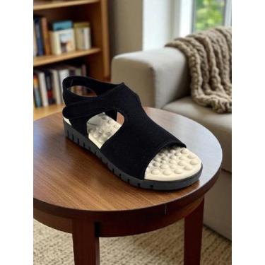 Imagem de Sandália Papete Feminina Ortopédica Confortável - Deidara, 36, Preto