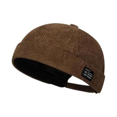 Imagem de Gorro Unissex De Veludo Listrado Em Corduroy Sem Aba Casual Para Outon