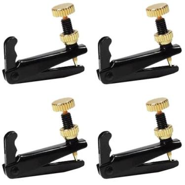 Imagem de Kit com 4 Micro Afinadores Preto Dourado Violoncelo 4/4 - Orquezz