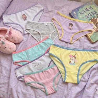 Imagem de Kit 14 calcinha infantil menina básica qualidade 100% Algodão - Folly,