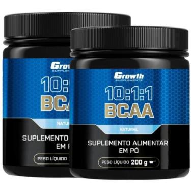 Imagem de Bcaa em Pó 10:1:1 200g Growth Supplements Kit 2 Potes, Natural