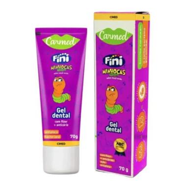 Imagem de Gel Dental Carmed Fini Minhocas 70g Anticáries Sabor Maçã Verde