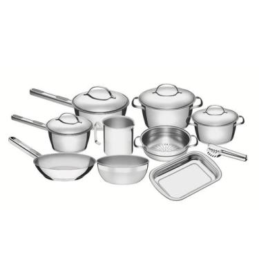 Imagem de Jogo de Panelas Tramontina Allegra 10 Peças Aço Inox Indução