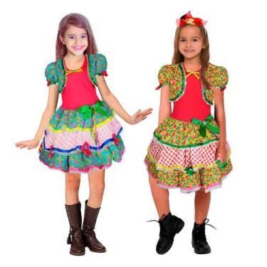Imagem de Vestido Feminino Infantil Festa Junina Caipirinha Com Bolerinho - Fant