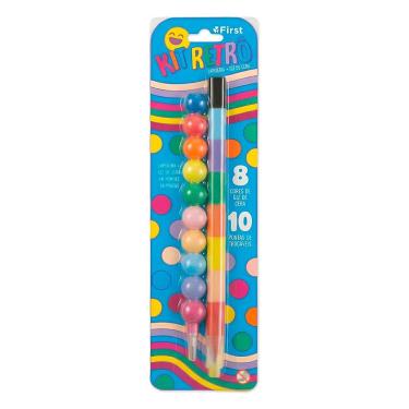Imagem de Kit Lapiseira e Giz de Cera Escolares Retrô com Pontas Trocáveis para Escrita Desenho e Colorir