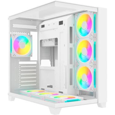 Imagem de Gabinete Gamer Clarity Full Glass Aquario ATX M-ATX Aco com Painel em Vidro Temperado Branco Fortrek
