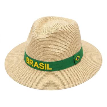 Imagem de Chapéu Panamá Fita Brasil Bege Praia Verão Elegante