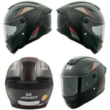Imagem de Capacete fechado axxis hummer a1 solid black matte speed red, 56, PRET