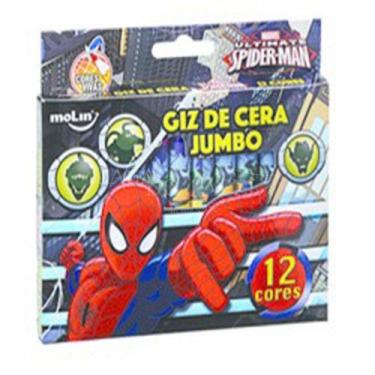 Imagem de Giz de Cera Medio Grosso 12 Cores Molin Spider Man - Giz de Cor